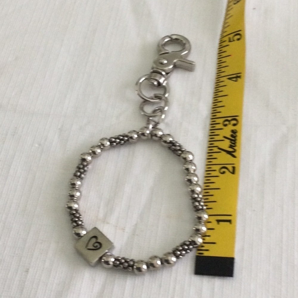 Woman’s Beaded Stretch Bracelet or key Chain color sliver has charm of a heart - Picture 4 of 5
